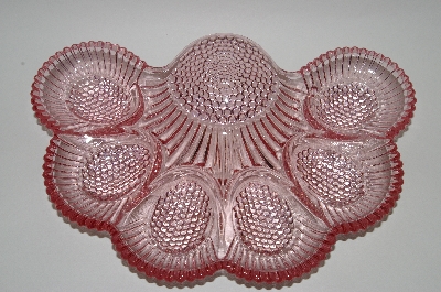 +MBA #63-117  " Pink Vintage Glass 1950's Deviled Egg Dish