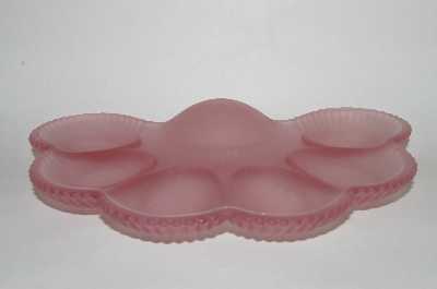 +MBA #63-131  "Vintage Pink Satin Glass 1950's Deviled Egg Dish