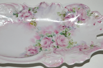 +MBA #62-115   "Vintage Hand Painted "Pink Rose" Fancy Serving Dish