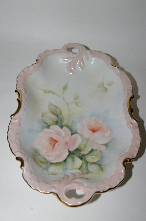 +MBA #62-119  " Vintage Hand Painted Pink Rose Dish
