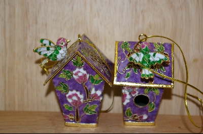 +MBA  "Set Of 2 Lavender Bird House Ornaments #9991