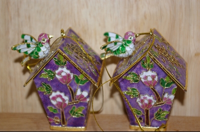 +MBA  "Set Of 2 Lavender Bird House Ornaments #9991