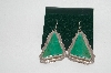 +MBA #65-004   Sterling Green Turquoise Fancy Shaped Earrings