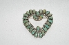 +MBA #65-240  "Artist Signed LMB Larry Moses Begay Green Turquoise Artist Signed "Heart " Pin  & Pendant Combo