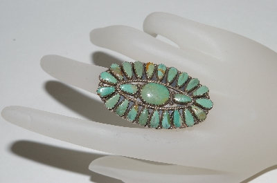 +MBA #65-181  Green Turquoise Artist "LMB Larry Moses Begay"  Signed Oval Ring