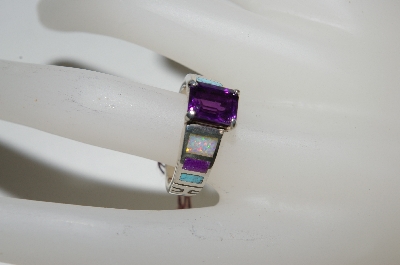 +MBA #65-233  Sterling Square Cut Amethyst In Lay Ring