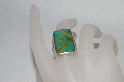 +MBA 365-140   Sterling Square Green Turquoise Ring