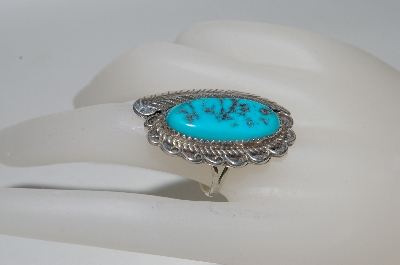 +MBA #65-188   Artist "DM" Signed Blue Turquoise Leaf Ring