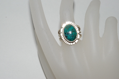+MBA #65-171  Sterling "Navajo" Oval Blue Spider Web Turquoise Ring