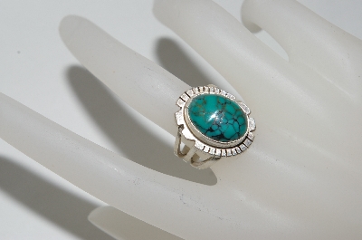 +MBA #65-171  Sterling "Navajo" Oval Blue Spider Web Turquoise Ring