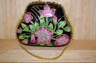 +MBA  "Black Enameled Flower Purse #4983