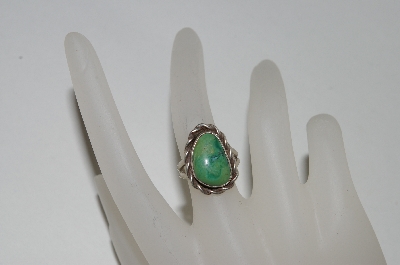 +MBA #65-221  Sterling Small Green Turquoise Ring