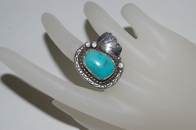 +MBA #65-209   Sterling Blue Turquoise Navajo Ring