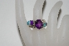 +MBA #65-231  Large Oval Cut Amethyst  & Turquoise Inlay Ring