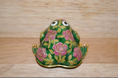 +MBA "Pink Rose Enameled Frog Trinket Box #5097