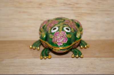 +MBA "Pink Rose Enameled Frog Trinket Box #5097