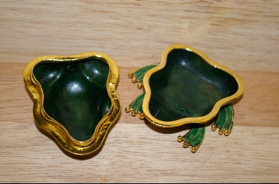 +MBA "Pink Rose Enameled Frog Trinket Box #5097