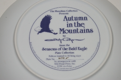 +MBA #68-027  1991 John Pitcher "Autumn In The Mountains" Seasons Of The Bald Eagle Plate Collection