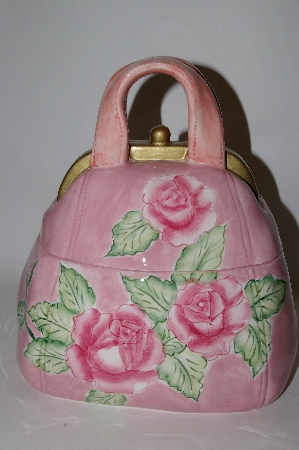 +Pink "Rose" Floral Handbag Cookie Jar