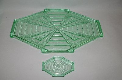 +MBA #69-187  "Vintage Green Glass 6 Piece Vanity Set