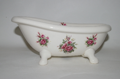 +MBA #69-120   Athena White Ceramic Rose Bathtub Vanity Dish