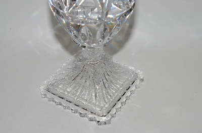 +MBA #69-025  1990's Large Beautiful Clear Crystal Fancy Cut Egg On Stand