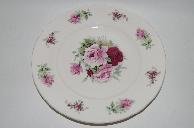 +MBA #69-152  White Ceramic & Pink & Red Rose's Serving Plate
