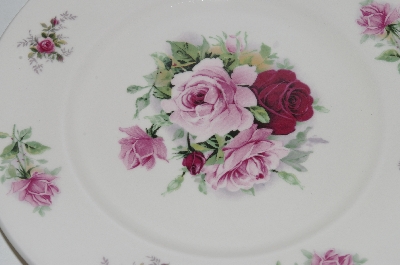 +MBA #69-152  White Ceramic & Pink & Red Rose's Serving Plate