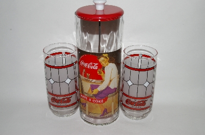 +MBA #64-497  "Coca Cola Straw Holder & 2 Glass Set