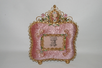 +MBA #66-096  "Pink Velvet "Square" Victorian Look Jeweled Picture Frame