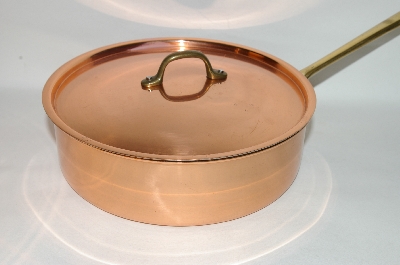 +MBA #70-8147  "30 Year Old Copper Sauce Pan With Lid & Brass Handle