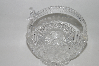 +MBA #69-229   "1990's Crystal Basket With Bird Motif Candy  Dish