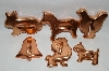 +MBA #70-79999  "Older Set Of 6 Copper Animals & Bell Cookie Cutters