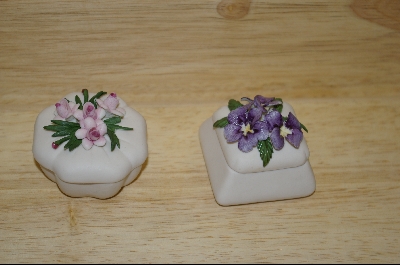 +Set Of 2 "SIMA" Made In Italy Porcelian Flower Mini Boxes