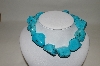 +MBA #78-149   Designer "CANDORI" Large Chunky Blue Turquoise Necklace 