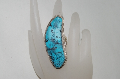 +MBA #78-099   Artist Signed "HTM" Large Fancy Cut Blue Turquoise Ring