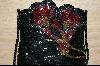 +MBA #HBBFP    "1980's Hand Beaded Black Floral Purse