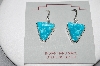 +MBA #78-187   Artist Stamped "Fancy D" Arrow Shaped Blue Turquoise Earrings