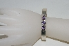 +MBA #78-105  Sterling 3 Stone Amethyst Cuff Bracelet