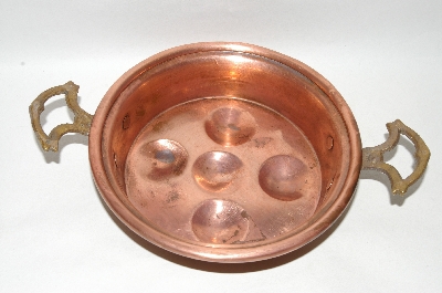 +Vintage Solid Copper Food Mold / Baking Pan With Brass Handles