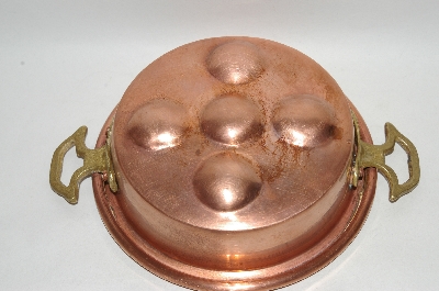 +Vintage Solid Copper Food Mold / Baking Pan With Brass Handles