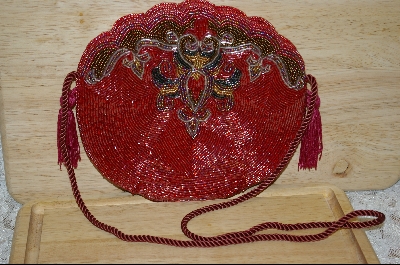 +MBA #HBMC   "1980's Hand Beaded Red Vintage Look Purse