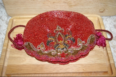 +MBA #HBMC   "1980's Hand Beaded Red Vintage Look Purse