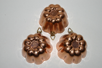+MBA #79-055   Set Of 3 Vintage Small Copper Jello Molds