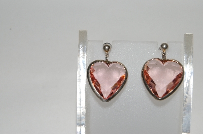 +MBA #80-098  Sterling "Pink Crystal Hearts" Earrings