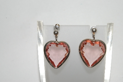 +MBA #80-098  Sterling "Pink Crystal Hearts" Earrings