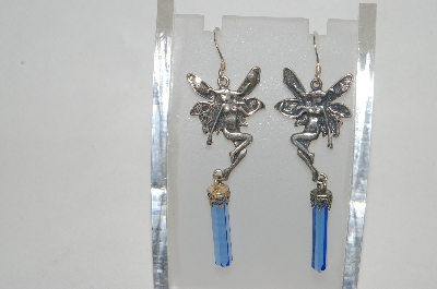 +MBA #81-229   Sterling Blue Crystal Fairy Dangle Earrings