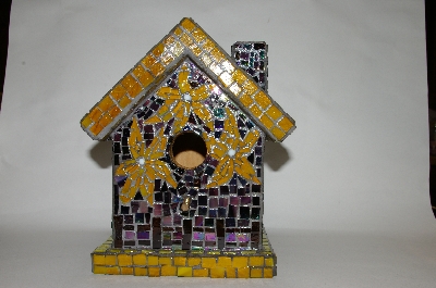 +MBA #81-121  "One Of A Kind Floral Glass Hand Mosaic Bird House