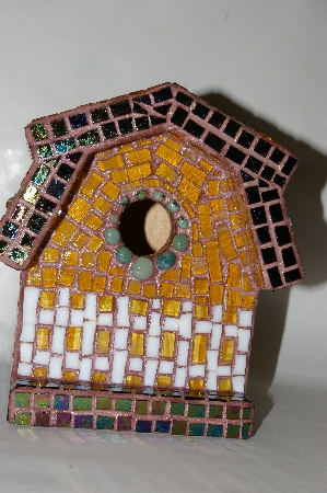+MBA #81-130  "One Of A Kind Hand Made "Barn Style" Glass Mosaic Bird House