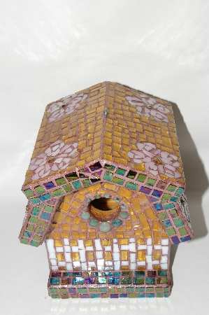 +MBA #81-130  "One Of A Kind Hand Made "Barn Style" Glass Mosaic Bird House